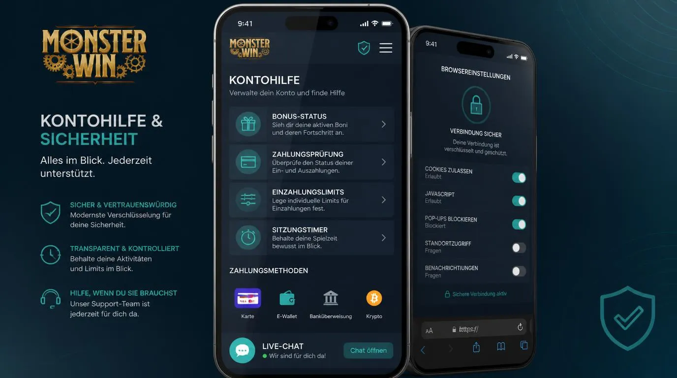 Smartphone mit Casino-Konto, Live-Chat, Bonusprüfung und Einstellungen für Einzahlungslimits